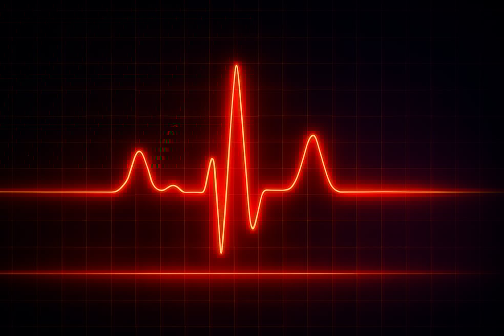 Electrocardiogram in futuristic neon red and black with hints of orange and purple-4