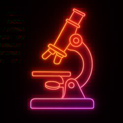 a red and orange and purple neon microscope on a black background-1 a red and orange and purple neon microscope on a black background-1